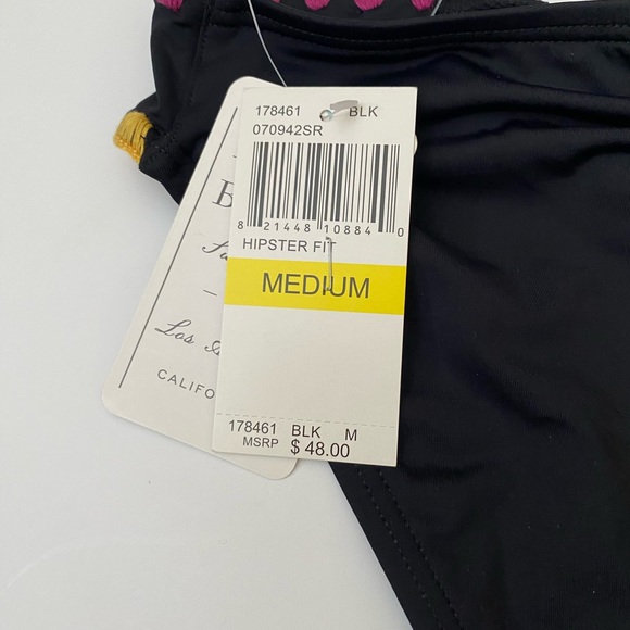 Lucky Brand bikini bottoms black crochet detail swimsuit Hipster bathing M - Picture 8 of 11